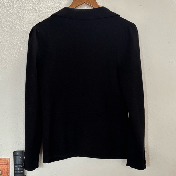 Talbots Classic Black Blazer with Button Detail, 100% Merino Wool - Picture 2 of 4